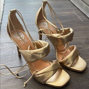 Vince Camuto Metallic Gold Strappy Heels
